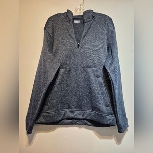 Quarter-Zip Heathered Pullover Hoodie - Dark Navy
